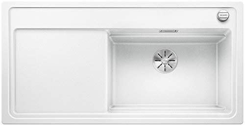 BLANCO ZENAR XL 6 S DampfgarPlus | Granitspüle aus SILGRANIT weiß | Einbauart: Einbau von Oben | Hauptbecken rechts | mit Holzschneidbrett | für 60 cm breite Unterschränke | Großes Becken