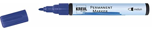 KREUL 47613 - Permanentmarker medium, blau, mit Rundspitze, Strichstärke 1,5 - 3 mm, für flächige Gestaltungen, zum Beschriften und Gestalten für Grafiker, Industrieanwender, Kunst und Hobby