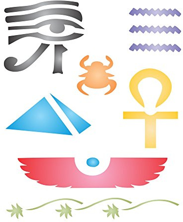 Ägyptische Schablone – 8 x 10 cm (S) – Wiederverwendbare Antike Ägypten Hieroglyphen Pharao Wandschablone