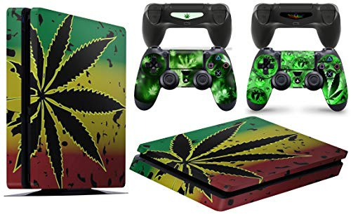 giZmoZ n gadgetZ Adesivo in vinile per console PS4 Slim, motivo erbacce + 2 skin per controller