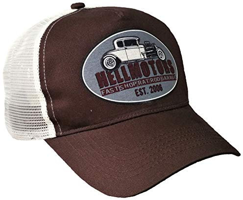 HELLMOTORS Trucker Cap Hotrod Shop Oldschool V8 Kappe Unisex Grey Patch