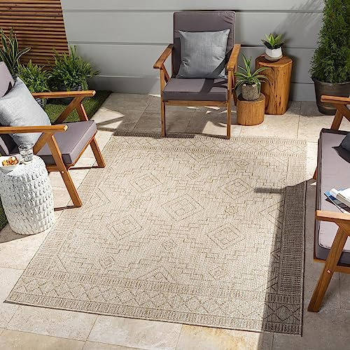 Livabliss Luz Indoor Outdoor Rug - Large Boho Rugs for Living Room 200x275 cm Dining, Kitchen Carpet, Patterned Neutral and Coloured Rugs, Waterproof, Stain Durable - Beige