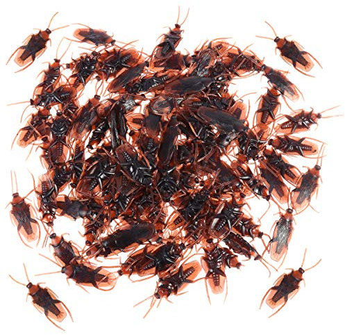 Amosfun 100pcs Blague Faux cafard nouveauté blattes ressemblent Vrais Insectes effrayants réalistes cafards cafards pour la fête de Halloween