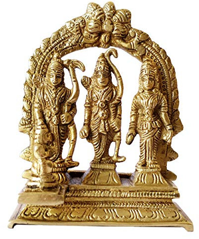 GURU JEE Brass Idol Ram Darbar Statue Lord Rama Laxman Sita Religiöses Geschenk indische Kunst