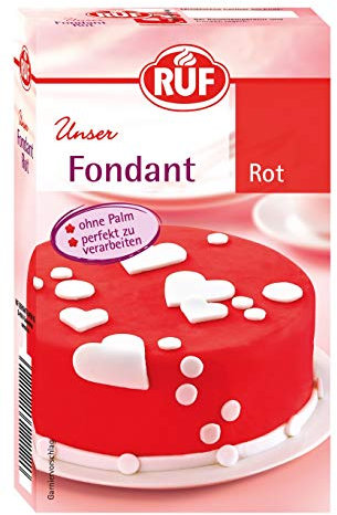 RUF Dekor Fondant Rot, roter Fondant palmölfrei zum Formen von Rosen, Schleifen und Figuren, ideal zum Überziehen von Torten und Cupcakes, glutenfrei, 250g