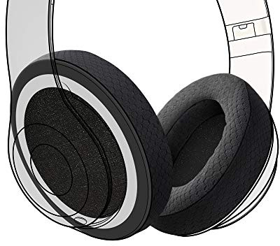 Earpadz Ersatz für Beats Studio 3 und Studio 2 Ohrpolster, weiche Strick-Kopfhörerpolster (Jerzee, Schwarz, 1 Paar)