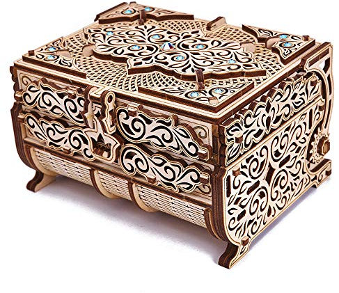 Wood Trick Boîte à Trésor Puzzle en Bois 3D à Construire pour Adultes et Enfants - Design Mignon et Soigné - avec des Cristaux Scintillants - Rangez Vos Bijoux - Boîte-Cadeau DIY