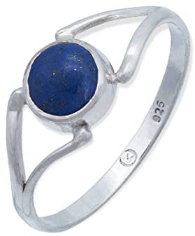 mantraroma Silber Ring Damen 925 Lapis Lazuli Edelstein blau schlicht modern