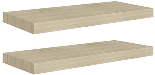 vidaXL 2X Wandregal Schwebend Hängeregal Wandboard Bücherregal Regalbrett Schweberegal CD DVD Regal Dekoregal Eichefarben 60x23,5x3,8cm MDF