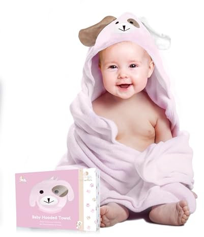 Premium Baby Handtuch Kapuze für Säuglinge & Kleinkinder – 100 % Bio-Bambus - 88,9 x 88,9 cm - Weiches und Großes Tuch – Kapuzenhandtuch Baby Ideal zum Abtrocknen für Jungen und Mädchen – Pink