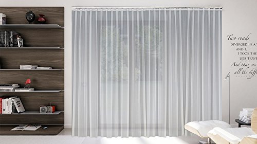 A-TEXTILE-24 Gardinen nach Maß Voile Maßanfertigung, Vorhang nach Maß, Vorhänge nach Maß, Fenster, Automatik-Faltenband, 3er Falte, Faltenband (145cm Höhe x 1200cm Breite)