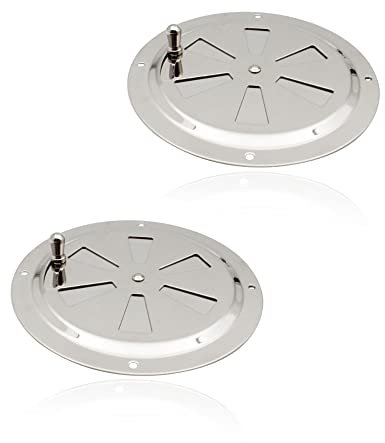 Lüftungsrosette Lüftungsblech, 2 Stück Edelstahl Lüftungsrosette, 125mm Rundlüfter Verschließbar Lüftungsblech, Lüfterblech Kiemenlüfter Edelstahl Grill, Lüftungsschieber, für Smoker, Boot, Camper