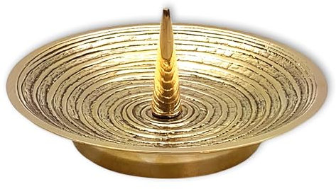 FRITZ COX Kerzenständer Spirale | Kerzenleuchter mit Rillen | zur Kommunion, Taufe oder Hochzeit | Kerzenständer mit Dorn | für Kerzen bis 7,5cm Durchmesser | aus Messing | 12cm | Farbe Silber