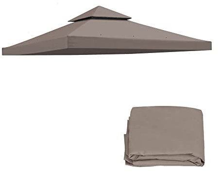 TGEHAP 25,4 x 25,4 cm großer Ersatz-Pavillon-Ersatzbezug für Hof, Terrasse und Garten, langlebiger Sonnenschutz, nur zweistöckige Abdeckung, Taupe
