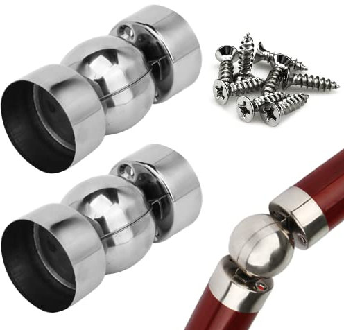 2Pcs 45mm Stainless Steel Handrail Pipe Connectors Ultra-Thin 0.4mm, Universal Handrail Joint, Corner Accessories, with 8Pcs Screws