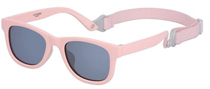 COCOSAND Lunettes de soleil polarisées flexibles pour bébé avec sangle pour nouveau-né fille garçon âge 0-24 mois, Rose layette avec verres gris, X-Small