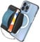 Sinjimoru Rutschfester Magnetischer Handy Kartenhalter mit Fingergriff, Kreditkartenetui kompatibel mit MagSafe Wallet Magnetic Card Holder Wallet für iPhone 16 15 14 13 12 Reihe. M-BGrip Blau