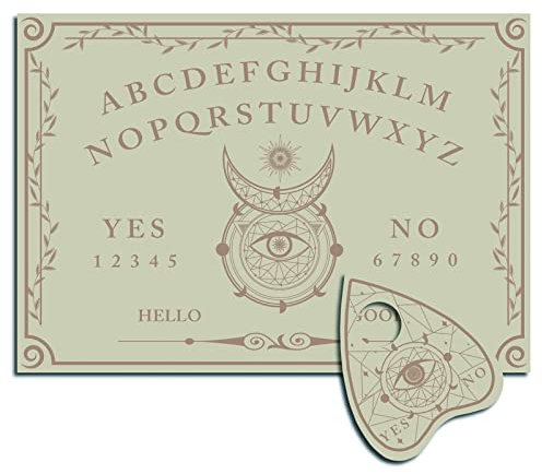 CREATCABIN Wood Spirit Board Pendule Board Bois Talking Ouija Boards with Planchette Dowsing Divination Kit Jeu Spirit Hunt Metaphysical Message cor for Wicca Pagan 11.8 x 8.3 inch-Eye of God