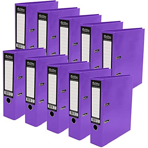Pukka Pad, Brights A4 Lever Arch Files – 10 Pack – 70mm Spine with Customisable Label for Large Amounts of Documents and Thumb Hole Retrieval – 32 x 28cm, Purple