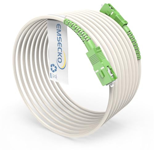 EMSECKO Câble Fibre Optique 10 mètres SC/APC-SC/APC - Compatible Orange, SFR, Bouygues - Faible Perte d'Insertion (≤0.2dB)-Blindage Renforcé - Idéal pour FTTH/FTTx - Flexibilité et Durabilité Maximale