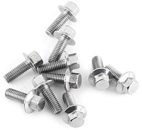 Vis Inox M6X16,Boulons Diamètre 6 Inox,Vis M6 Inox,Vis M6X16,Boulon M6,M6 Acier Inoxydable B 10 Pièces M6 Acier Inoxydable S04 Vis À Bride Hexagonale Uchon Rondelle Tête Boulons Attache (M6*16)