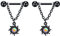 Longbeauty 14G Brustwarzenpiercing Brustpiercing Nippel Ringe Barbell Intim-Piercing mit Anhänger Edelstahl CZ Körperschmuck, 1 Paar, Sonne, Schwarz