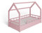 MS FACTORY Letto Casetta in Massello 80x160cm con Telaio a Doghe - Letto per Bambini Singolo con Sponda Anticaduta - Stile Scandinavo Nordico Montessori - Mezze Barriere Rosa