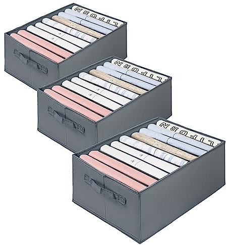 kiximay Schrank Organizer Kleiderschrank 3 Stück - Kleiderschrank Organizer Faltbare & Platzsparende - Kleiderschrank Ordnungssystem für Aufbewahrung Kleidung, Tshirts, Hosen, Unterwäsche