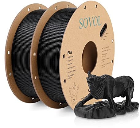 Sovol PLA Filament 1.75mm, 3D Drucker Filament 2kg Spule (4.4LBS), Maßgenauigkeit +/- 0.03mm, Neatly Wound Filament, PLA Schwarz