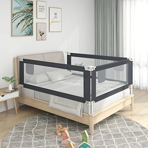 INLIFE Kleinkind-Bettschutzgitter Dunkelgrau 140x25 cm Stoff,2.71kg,10228