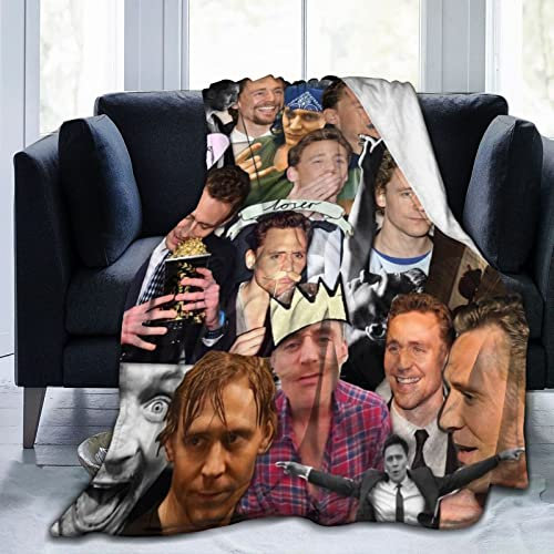 Tom Hiddleston Decke, 3D-Druck, Plüsch-Lammdecke, Bettwäsche, Dekoration für Wohnzimmer, Schlafzimmer, Wohnheim, Dekoration, 150 cm x 125 cm