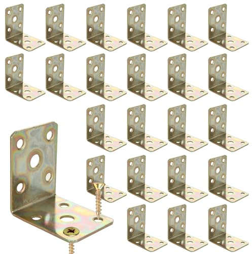 STARVAST 30 Pcs Équerre d'assemblage Renforcée Inox, 50 x 50 x 38 MM Équerre de Fixation Angle Droit Support en forme de L, 90 Degrés à Angle Equerre Fixation pour Armoire de Meubles de Chaise en Bois