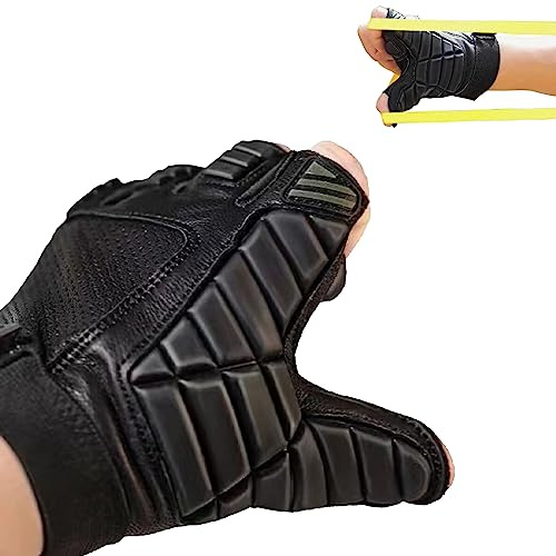 tetotak Professional Frameless Slingshot Shooting Glove,Hunting Training Accessories, Goatskin Material, Superior Hand Protection, Flat Tube Band Outdoor (Right Hand L(20-21cm))