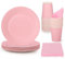 Fowecelt Pink Party Tableware - 90pcs Paper Plates and Cups Set, Disposable Dinnerware for Birthday Decoration