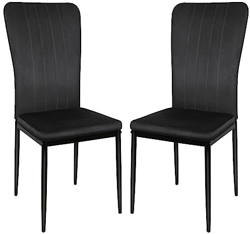 Esszimmerstühle 2er-Set, Esszimmer Dtühle Modern, Samt-Bezug, Hohe Rückenlehne, Bequemer Esszimmerstuhl, Polsterstuhl, SGS Geprüft (2, Schwarz)