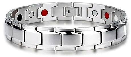 AMZLORD 2er Ultrastarkes Titan Magnetarmband für Damen Männer, Antistatischer Magnet Armbänder Gewichtsverlust Armband, Titanstahl Magnetisches Titan Armband Anti-Ermüdungsband (Silber)