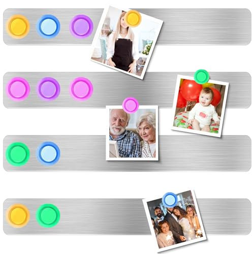 Spann Frameless Magnetic Stainless Iron Board Strips Magnetic Bulletin Bar Board Memo Strip with 10 Pieces Magnet for Office Home Classroom 4Pcs,approx. 30 x 2.6cm