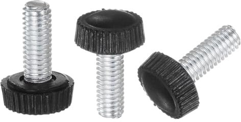QUARKZMAN 30pcs M6 x 16mm Mâle Filetage Moleté Boutons, Pouce Vis Serrage Poignée Plastique Main Boutons avec Fileté Goujon, Noir