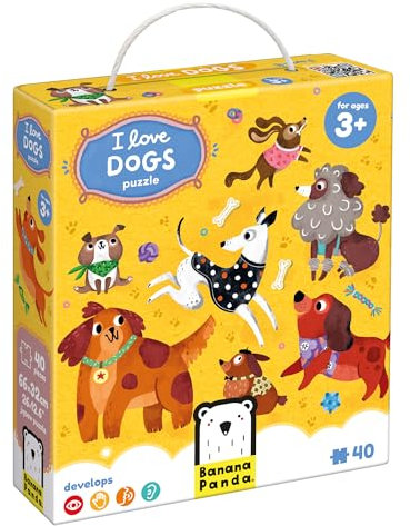 I Love Dogs Kids Floor Puzzle - Includes 40 Large Jigsaw Pieces with a Big Completed Size of 26” x 12.6” - for Ages 3 Years and up