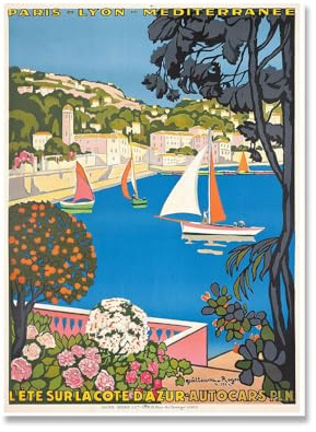 LVTFCO Cote D'Azur-Poster, französische Riviera-Landschaft, Wandkunst, Cote D'Azur-Drucke, Reise-Leinwandgemälde, modernes Bild für Heimdekoration, 50 x 70 cm x 1, ohne Rahmen