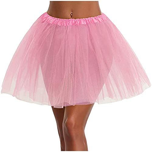 Rockst Maus Hochwertiger Plissee-Gaze-Kurzrock für Erwachsene, Tutu-Tanzrock, 3-lagig Nähen Röcke (Pink, One Size)