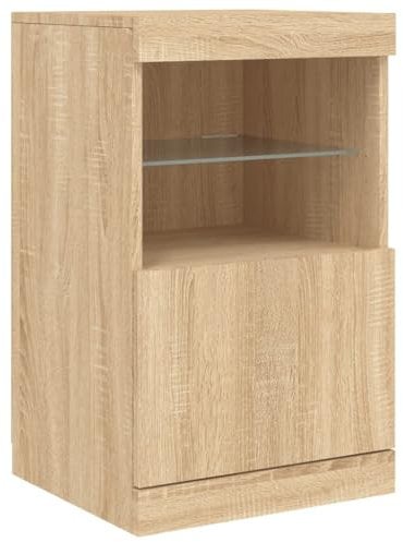 vidaXL Sideboard, Kommode mit viel Stauraum, Highboard Schrank mit LED-Leuchten, Anrichte Beistellschrank Standschrank, Modern, Sonoma-Eiche