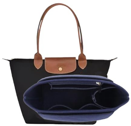 Handtaschen-Organizer Tascheneinsatz-Organizer, Geldbörsenzubehör Filz-Organizer mit Schlüsselanhänger wasserdicht multifunktionaler Tragetasche Fächern für Frau Damen (Blau,M)