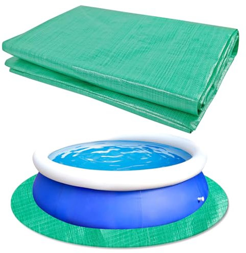 Cieovo 12 Ft Round Swimming Pool Liner Pad, Heavy Duty Pool Ground Mat Protector, Green, Tear Resistant, Pool Cover