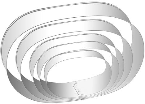 KALIONE Ovaler Ausstecher 5 Stück Edelstahl Rostfrei Tortenteiler Fondant Ausstecher Ausstechformen Cookie Cutter für Gebäck Donut Fondant Backen DIY Kuchen (9,8cm – 3,4cm)
