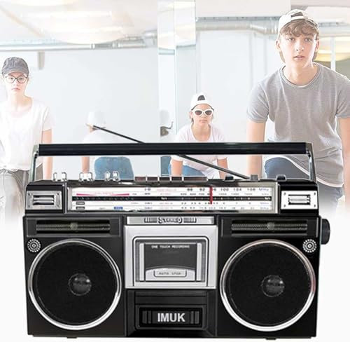 Retro Boombox CD Tape Player with FM Radio, Bluetooth Speaker, USB - Portable Classic 80s Style Support Transcription Function