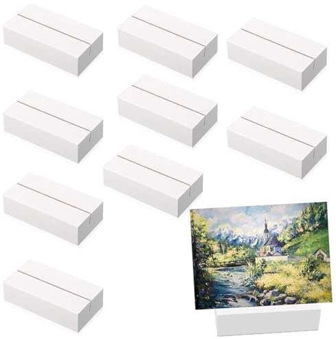 GFTCGK 10 Stück Weißer Kartenhalter Holz, Kartenhalter, Menükartenhalter, Tischkartenhalter, Kartenhalter Holz, Fotokartenhalter, Menü Kartenhalter, Kartenhalter, Fotokartenhalter