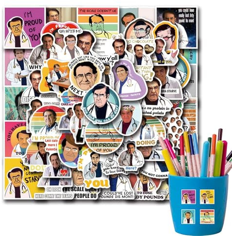 50 Stück Dr. Now Doctor Aufkleber, Dr. Now Magnete für Kühlschrank, niedlicher Arzt, lustige Küchen-Kühlschrank-Aufkleber, Gewichtsverlust, Kühlschrank-Aufkleber, lustige Arzt-Küchendekoration