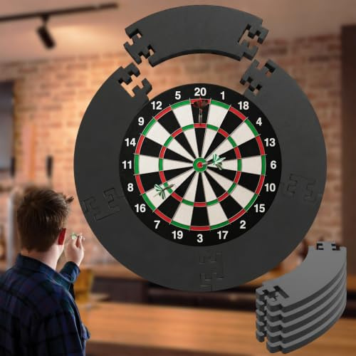 FRTAOOP 5-teiliger Schalldämmung Dartscheibe Schutzring - Wandschutz | Schwarz EVA Dart Surround Geeignet für Dart-Einsteiger und Enthusiasten - Home-Entertainment Partys Clubs Bars