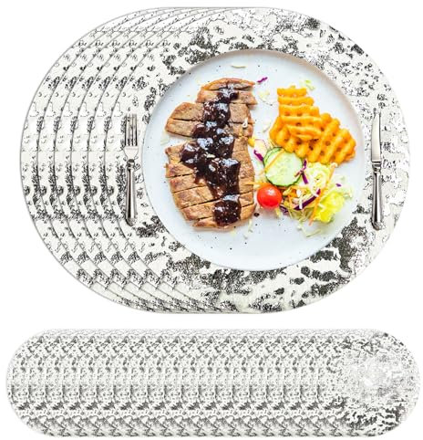 Set di 100 tovagliette usa e getta, 33 cm, in rete metallica, rotonde, in rete pressata, per tavolo da pranzo, matrimoni, compleanni, feste